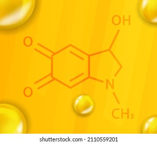 Adrenochrome chemical formula. Adrenochrome 3D Realistic chemical molecular structure