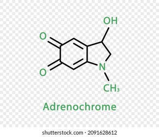 Adrenochrome chemical formula. Adrenochrome structural chemical formula isolated on transparent background.