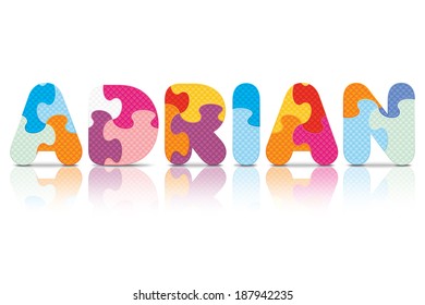 ADRIAN written with alphabet puzzle - vector illustration