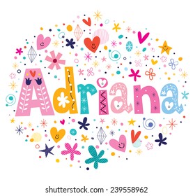 Adriana female name design decorative lettering type