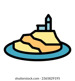 Adriatic area icon outline vector. Architecture flag. Travel tour color flat