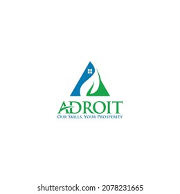 Adroid design logo with modern house symbol