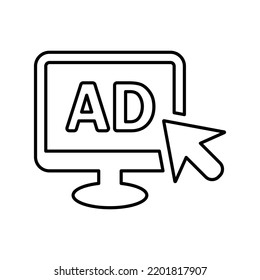 Ads, advertisement, advertising line icon. Outline vector.