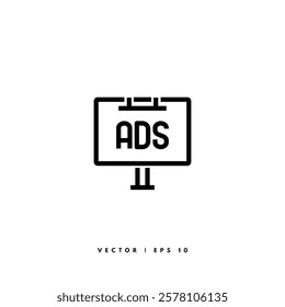 Ads Advertising Icon. Editable Stroke