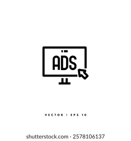 Ads Advertising Icon. Editable Stroke