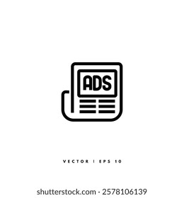 Ads Advertising Icon. Editable Stroke