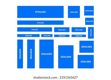 Ads banner template design. Size of ads website banner. Creative banner design.