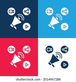 Ads blue and red four color minimal icon set