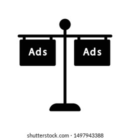 ads board glyph flat vector icon