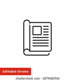 Icono de anuncio de libro de anuncios, estilo de línea. La publicidad es persuadir, animar a la gente a interesarse en el uso del producto. Ilustración vectorial. EPS de trazo editable 10