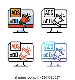 Ads campaign icon design in four variation color