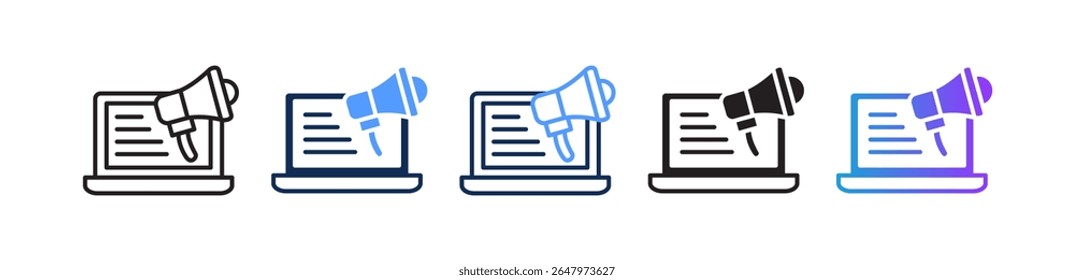 Ícone de campanha de anúncios Ilustração de vetor múltiplo