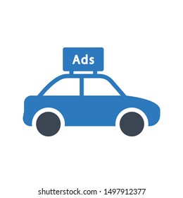 ads car glyph colour vector icon