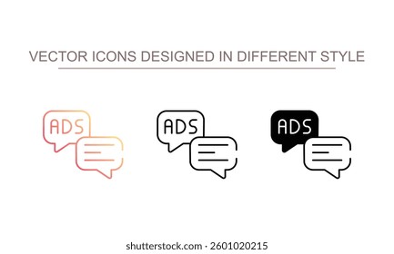 Ads Chat icon design with white background stock illustration