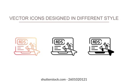 Ads Click icon design with white background stock illustration