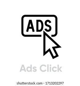 Ads Click icon. Editable Vector Outline. Flat button Ads Blocking isolated on white background. Single Pictogram.