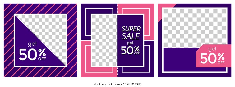 Ads Design Vector with Pink and Purple. Social Media Sale Banner. Vector Banner