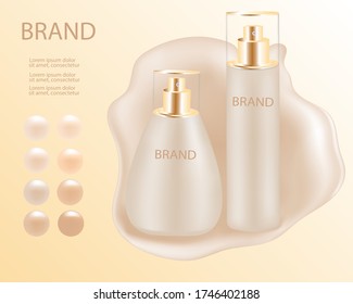Ads for Foundation. Realistic vector illustration of cosmetics packaging.