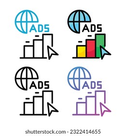 Diseño de iconos de anuncios en cuatro colores de variación