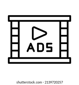 Ads Icon. Line Art Style Design Isolated On White Background