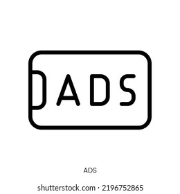 icono de anuncios. Diseño De Estilo De Arte De Línea Aislado En Fondo Blanco