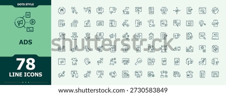 Ads icon set. Campaign icon set. Thin linear style icons. Includes symbols for market, campaign, advertising, marketing and more. Editable stroke. Pixel Perfect.