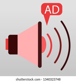 Ads megaphone advertisement icon - vector illustration