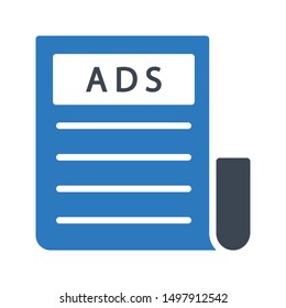 ads newspaper glyph colour vector icon