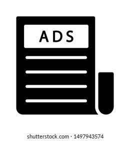 ads newspaper glyph flat vector icon