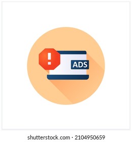 Anzeige-Symbol Beliebige Anzeigen werden angezeigt. Spam. Werbung lockern. Ausrufezeiger. Warnkonzept.3d Vektorgrafik