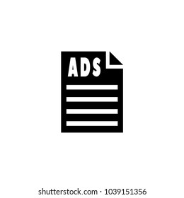 Ads Paper vector icon. Simple flat symbol on white background