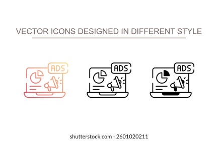 Ads Report icon design with white background stock illustration