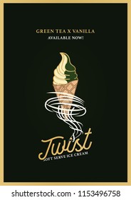 Ads for Soft Server Ice cream in waffle cone with Twist concept marketing for luxury or normal target