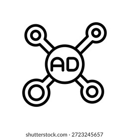 Icono de dirección de difusión de anuncios, Gráficos de Vector de línea