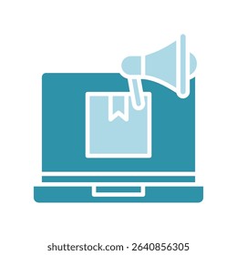Ads Studio dual tone blue color, mini illustration icon. use for modern concept, print, UI, UX kit, web and app development. Vector related to product offering, marketing, business.