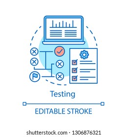 Ads testing concept icon. Website traffic idea thin line illustration. Statistics, analytics. Promotion, marketing analysis. Vector isolated outline drawing. Editable stroke