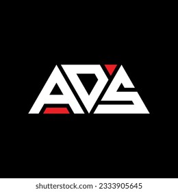 ADS triangle letter logo design with triangle shape. ADS triangle logo design monogram. ADS triangle vector logo template with red color. ADS triangular logo Simple, Elegant, and Luxurious design.