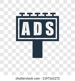 Ads vector icon isolated on transparent background, Ads transparency logo concept