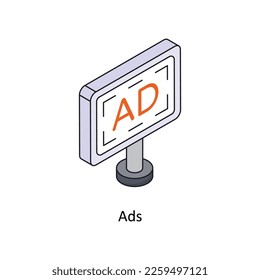 Ads Vector Isometric Filled Outline icon for your digital or print projects.