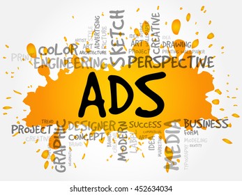 ADS word cloud, creative business concept background