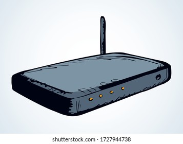 Modem mit Antenne. Zeichnung