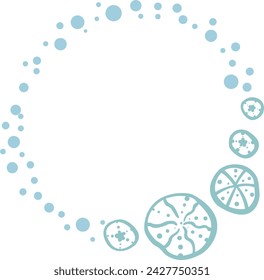 Adstract sea ​​urchin with bubble wreath frame illustration for decoration on ocean , coastal living style and nautical concept.