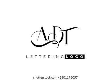 ADT Elegant Monogram Logo Design With Decorative Lettering. Elegant Monogram Logo Design with Decorative Elements and Typography