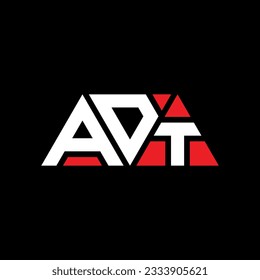 ADT triangle letter logo design with triangle shape. ADT triangle logo design monogram. ADT triangle vector logo template with red color. ADT triangular logo Simple, Elegant, and Luxurious design.