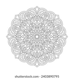 Adult Abstract mandala coloring book page for kdp book interior. Peaceful Petals, Ability to Relax, Brain Experiences, Harmonious Haven, Peaceful Portraits, Blossoming Beauty mandala design.