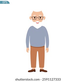 adult, age, aged, background, cartoon, character, cute, design, elder, elderly, flat, glasses, grandfather, grandpa, grandparent, grey, hair, happy, husband, icon, illustration, isolated, male, man, 