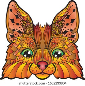 
Adult antistress coloring fox. Patterned fox, line art.