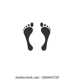Adult barefoot traces isolated on white background