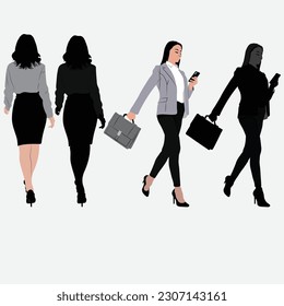 Adult Beauty Girl Silhouettes with Portrait Embracing Business Style