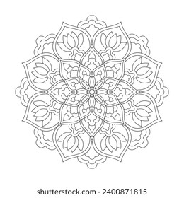 Adult blissful mandala coloring book page for kdp book interior. Peaceful Petals, Ability to Relax, Brain Experiences, Harmonious Haven, Peaceful Portraits, Blossoming Beauty mandala design.